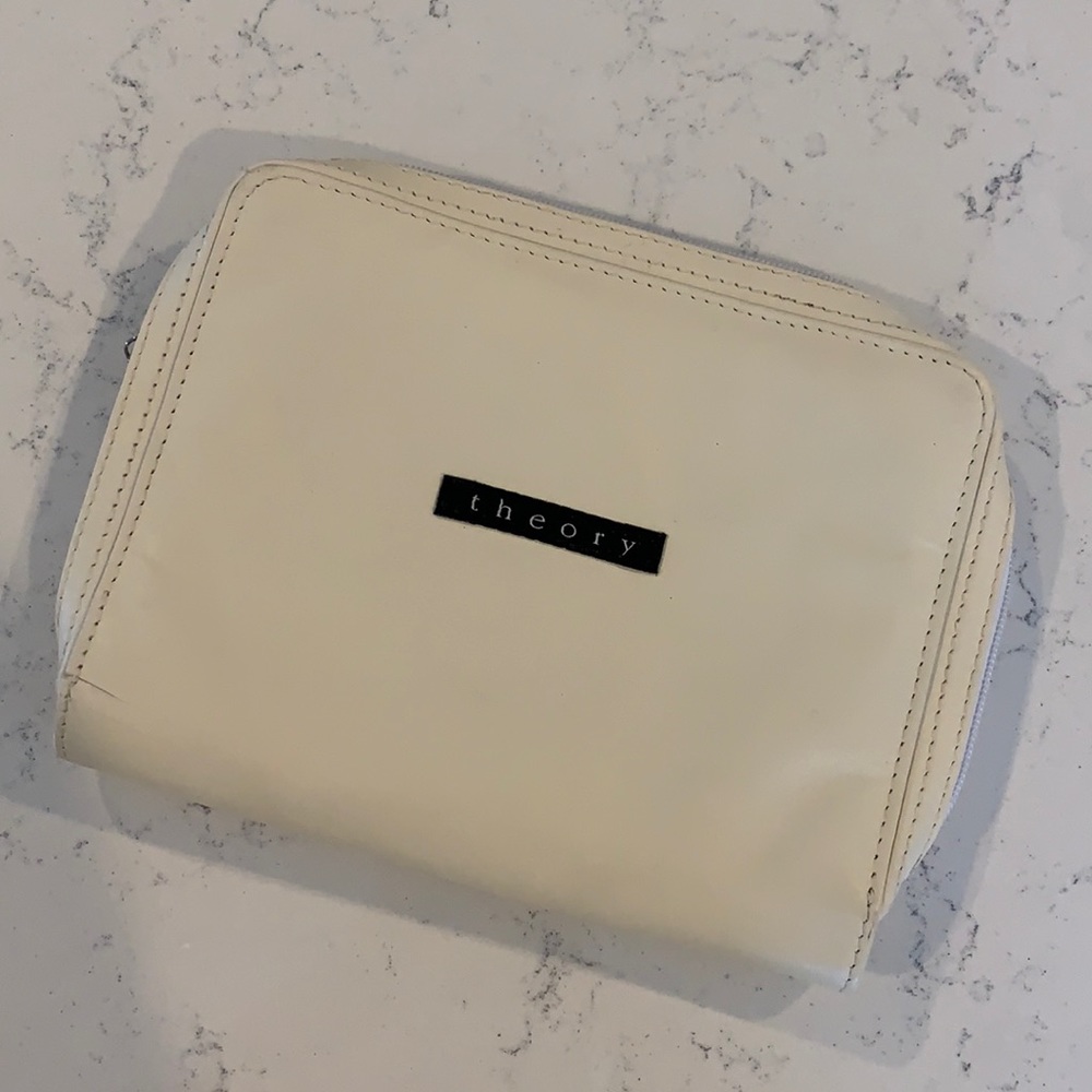 Theory Double Zipper Travel Tech Pouch Cream